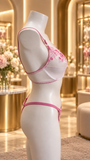 Pink Petal Embroidered Lingerie Set