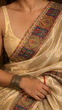 Champagne Gold Silk Blend Saree "Mother's Fav"