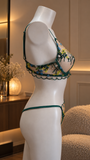 Emerald Meadow Embroidered Lingerie Set