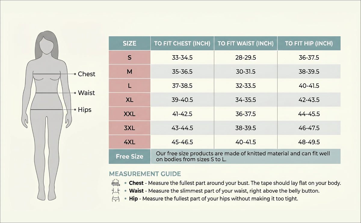 Active Wear Size Chart