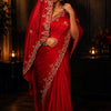Red Excuisite Tissue Silk Saree with Stone Work