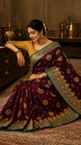 Ravishing Purple and Mustard saree with Regal Look