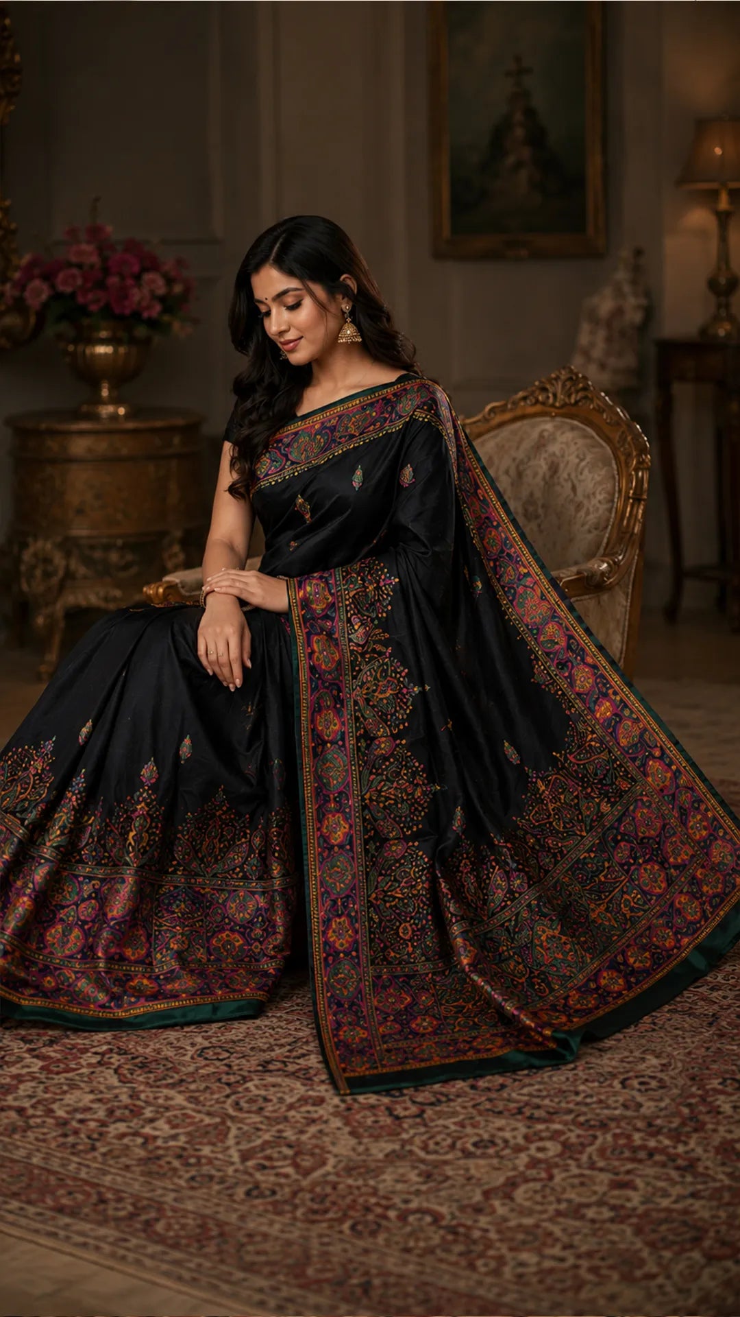 Emrald Green Heritage Paisley Saree