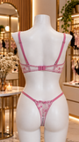 Pink Petal Embroidered Lingerie Set