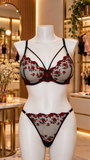 Midnight Rose Embroidered Lingerie Set