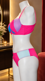 Pop Pink Colorblock Lingerie Set
