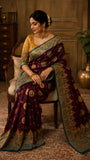 Ravishing Purple and Mustard saree with Regal Look