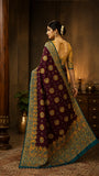 Ravishing Purple and Mustard saree with Regal Look