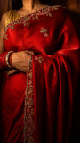Red Excuisite Tissue Silk Saree with Stone Work