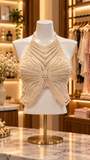 Ivory Twist Crochet Halter Top