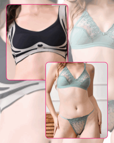 Comfort & Charm Combo: Meadow Kiss Set(BLUE) + Skin Hug Seamless Bra(Green)